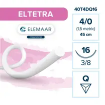 Elemaar ELTETRA 4/0 - шовный материал, 45 см, 3/8, 16 мм, обратно-режущая, 12 шт.