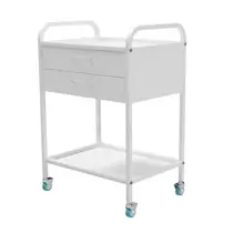 ВЗМО СМИ-02-02 - стол медицинский инструментальный с двумя ящиками, материал пололок металл, пластиковые колеса, Материал полок: Металл,  Комплект колес: Пластиковые колеса