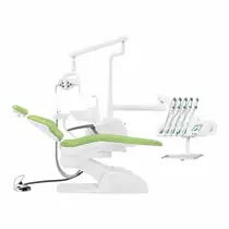 Fengdan QL-2028 - стоматологическая установка с верхней подачей инструментов, твердая обивка зеленого цвета, Подача инструмента: Верхняя, Цвет: Зеленый (P02), Скалер: Без скалера, Обивка: Твердая